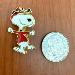 Snoopy Dancing, Winter,Vintage,Enamel Pin with Red and Gold Accents